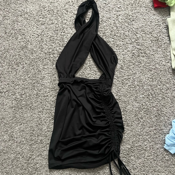 Fashion Nova- Always Out Ruched Mini Dress / black / XS - Picture 1 of 4